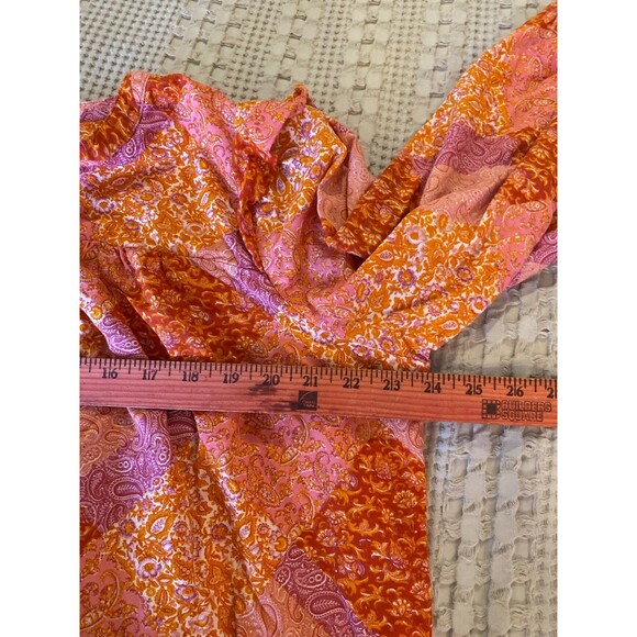 Time and Tru Blouse Plus Sz XL Pink Orange Paisley Boho Peasant Top Cottagecore - Picture 8 of 9